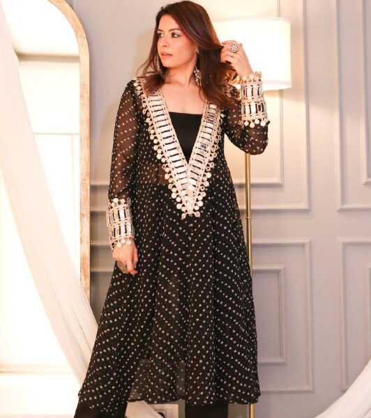 LG-1944 | Digital Printed Chinon Kurta Pant Set with Tube Blouse – Real Mirror Work